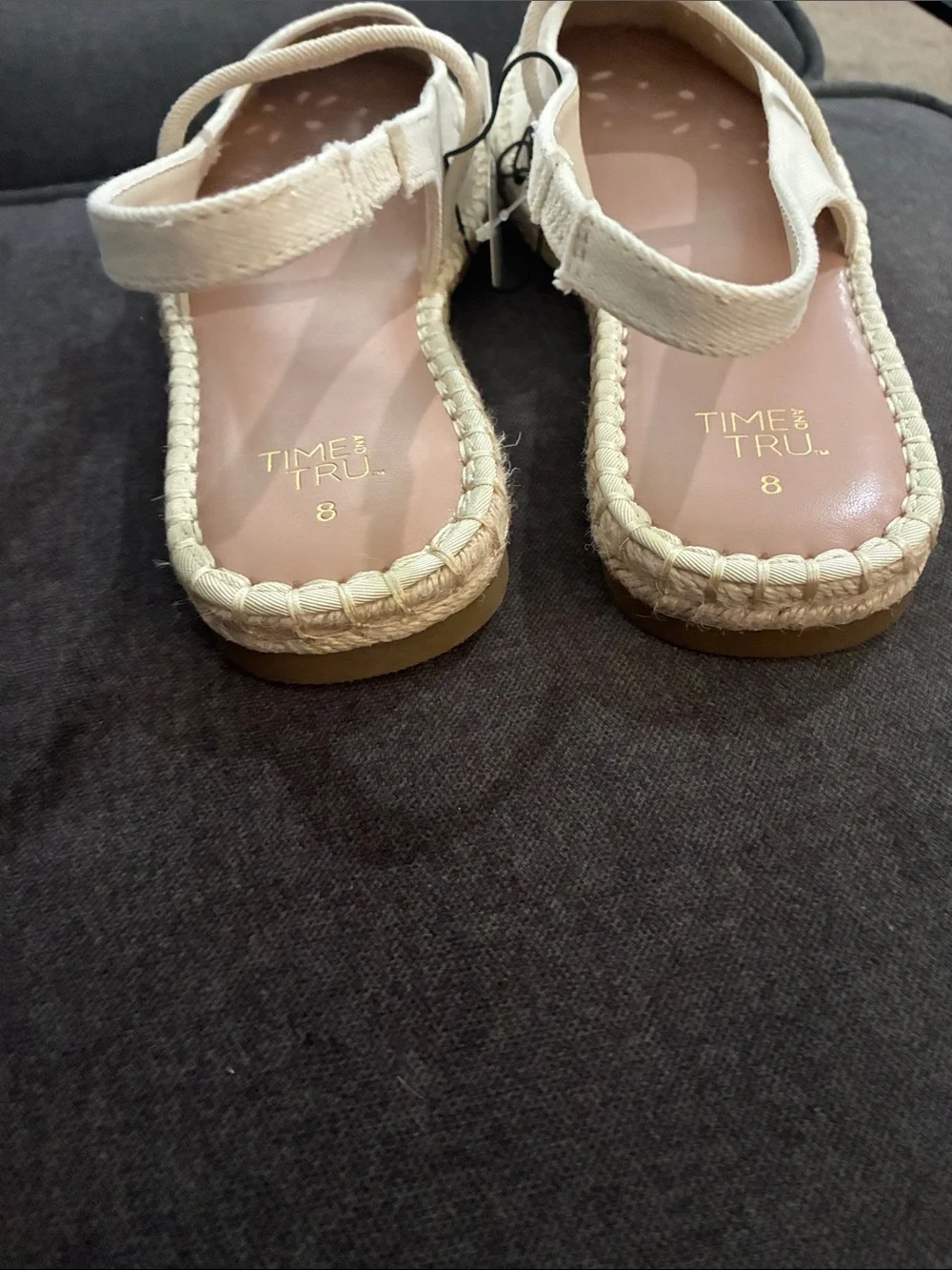 Time and Tru Cream Floral Cutout Slingback Espadrille Flats